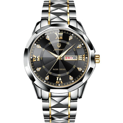 FOURRON brand imitation mechanical hollow-out transparent men's watch butterfly buckle steel belt luminous waterproof calendar Diamond