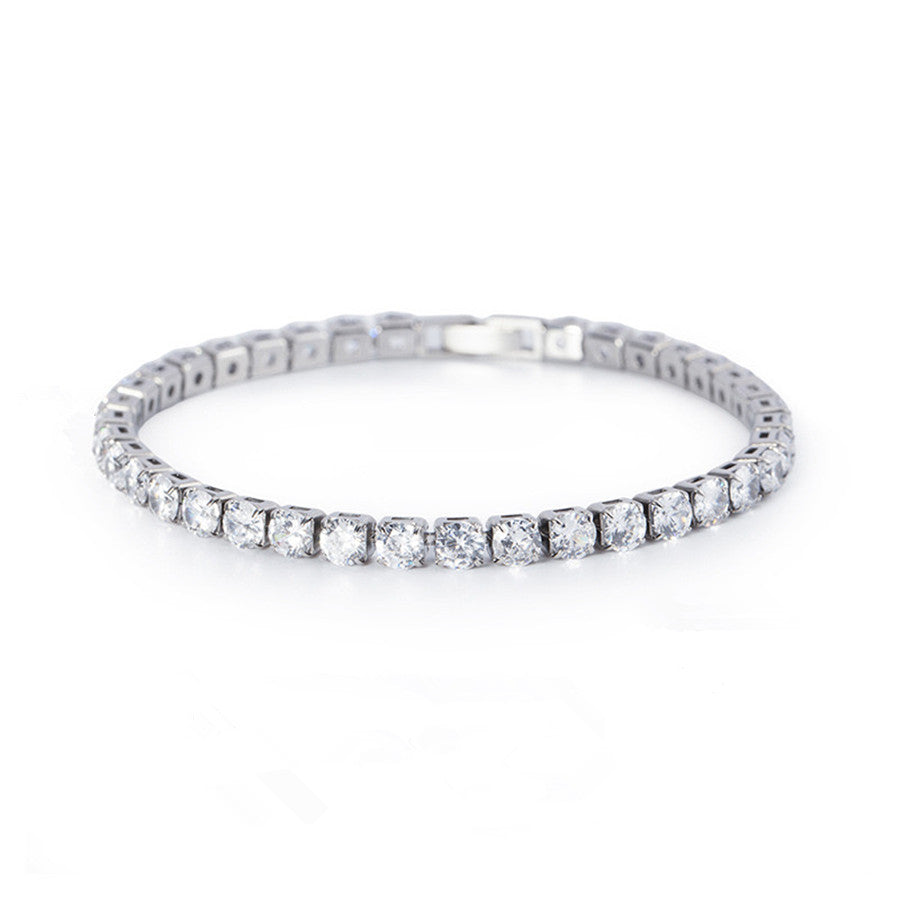 WIC 925 Silver Moissanite High D Color VVS Small Rock Sugar Tennis Chain String Pendant Simple Bracelet Necklace
