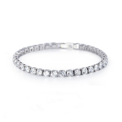 WIC 925 Silver Moissanite High D Color VVS Small Rock Sugar Tennis Chain String Pendant Simple Bracelet Necklace