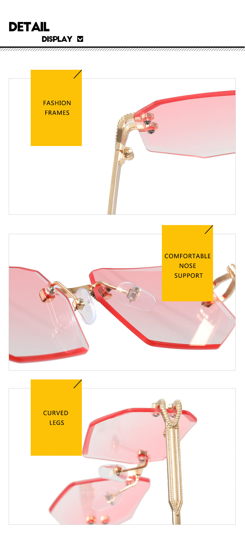 Irregular Frameless Edge-Cut Sunglasses 2024 New Style Personalized Fashion Sunglasses Street Style Trendy Sunglasses for Women
