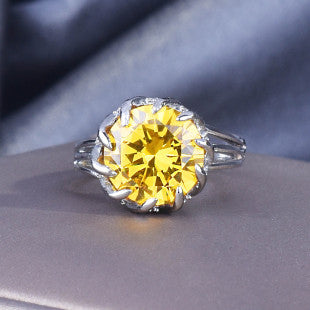 Shein supply inlaid high carbon Seiko quality princess square Paraíba ring female wholesale r8108