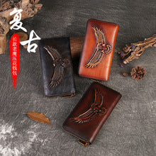 New Top Layer Cowhide Coin Purse Women's Butterfly Leather Carved Bag Long Wallet European and American Clutch Leather Women's Wallet