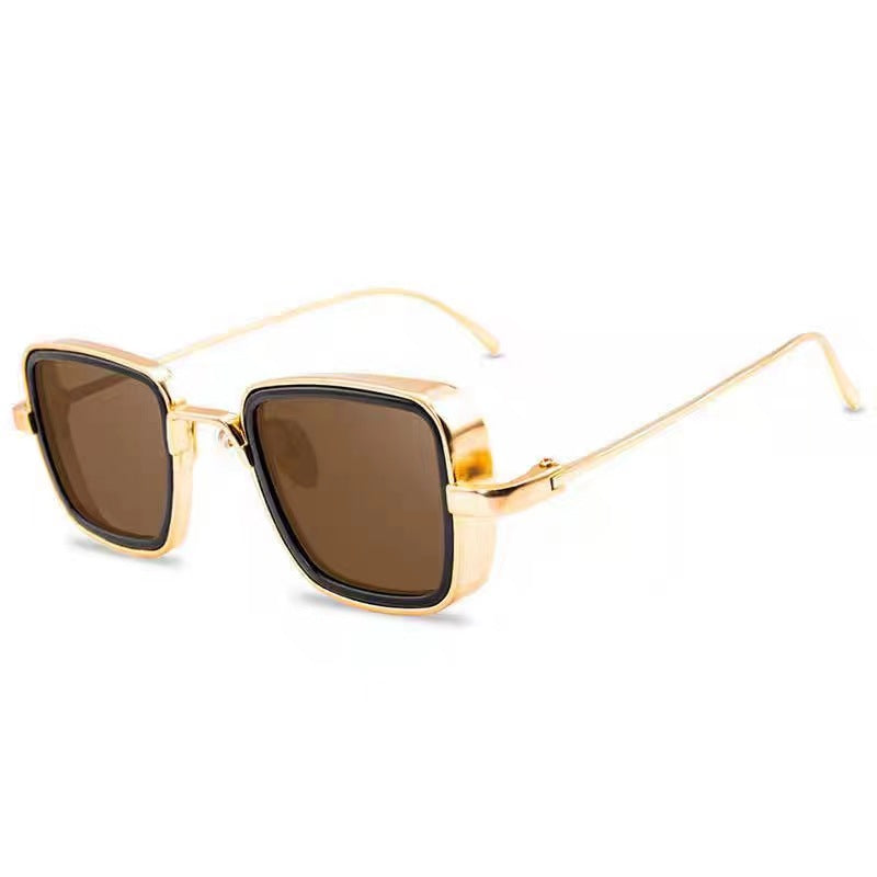 New Cross-Border Indian Style Sunglasses Square Frame Glasses Retro Thick Edge Metal Trendy Men's Sunglasses Wholesale 58157