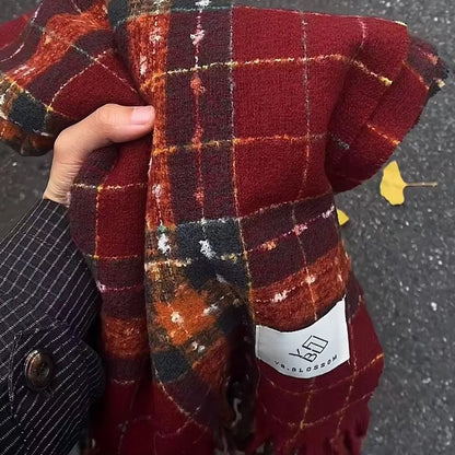 2025 New Korean Style Gypsophila Plaid Scarf Women's Autumn and Winter Student Couple Shawl Versatile Warm Scarf Wholesale