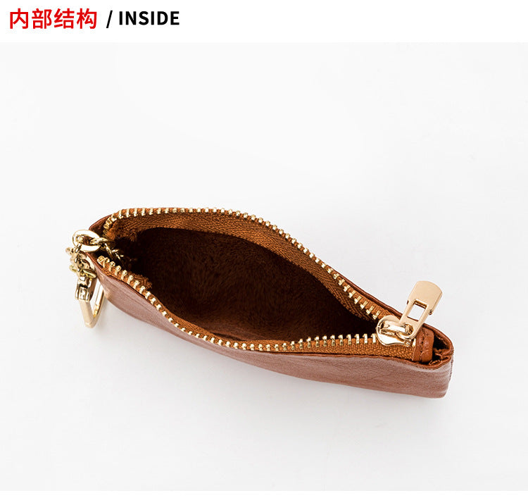 European and American Genuine Leather Cowhide Coin Purse Simple Mini Zipper Coin Bag 2025 New Small Wallet Women's Short Ultra-Thin