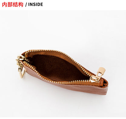 European and American Genuine Leather Cowhide Coin Purse Simple Mini Zipper Coin Bag 2025 New Small Wallet Women's Short Ultra-Thin