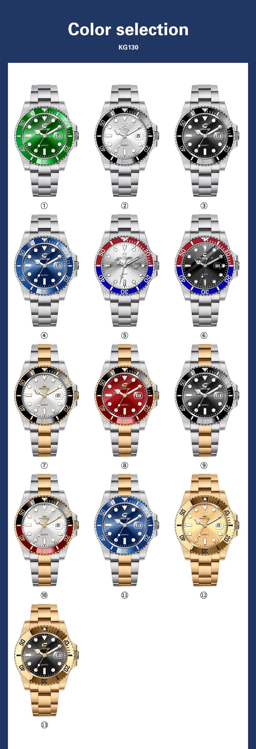 Swiss CHAXIGO quartz watch cross-border watch wholesale new green water ghost quartz luminous waterproof men's watch