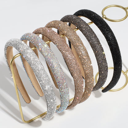 Cross-border Hot Selling Fashion Luxury Simple Atmosphere Full Diamond Headband Going Out All-match Elegant Elegant Hair Headband Hair Accessories