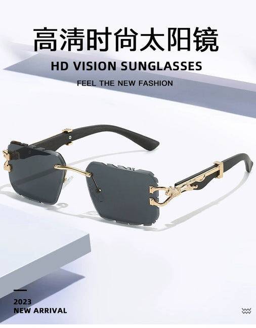 New Women's Frameless Sunglasses Distinctive Square Sunglasses Men's High Sense Fashion Cross-Border Cut-Edge Sunglasses
