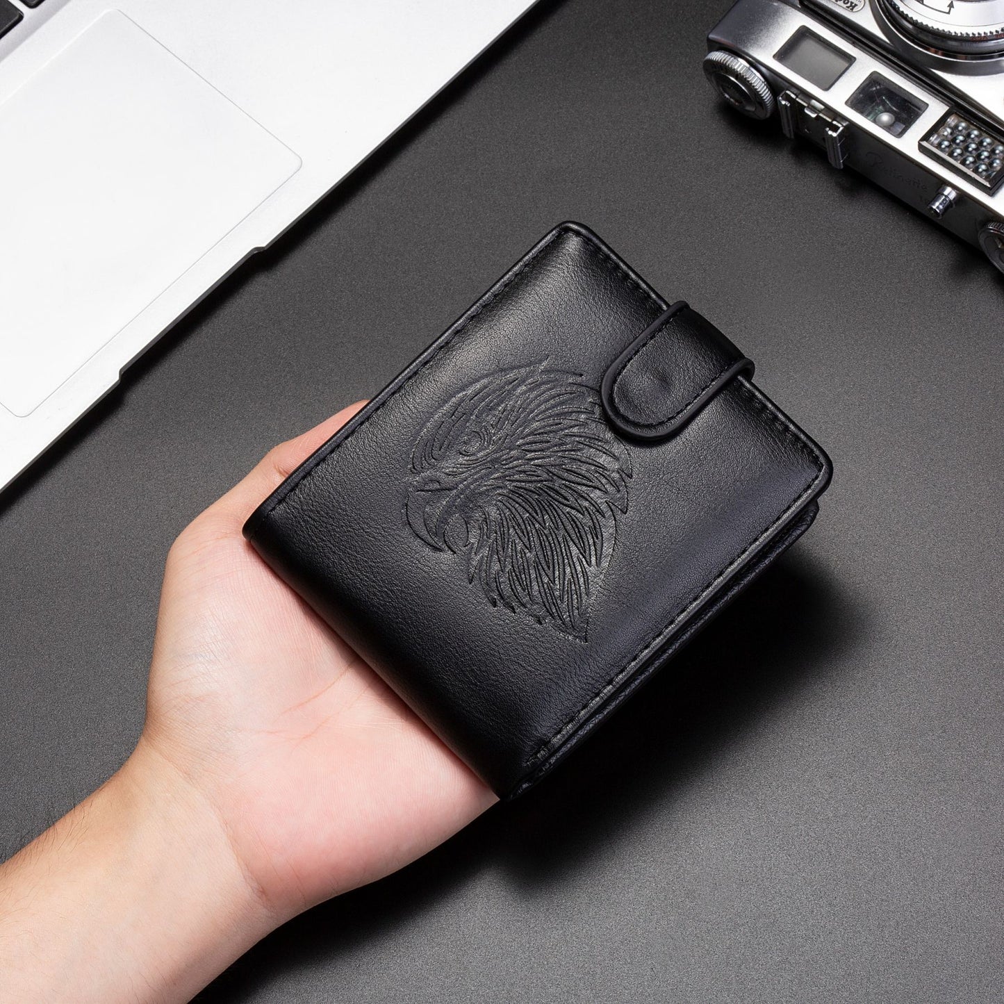 Foreign Trade Wallet Men's New 3D Embossed Eagle Pattern Short Student Youth Casual Soft Leather Card Bag Coin Purse