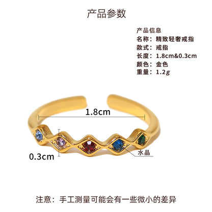 Diamond ring female titanium steel light luxury high-grade zircon index finger ring popular personality all-match fashion temperament open ring