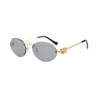 Frameless Letter Sunglasses with a High-End Feel, Personalized Metal Street Style Sunglasses, Retro Internet Celebrity Street Style, Trendy Sweet and Cool Hot Girl Sunglasses