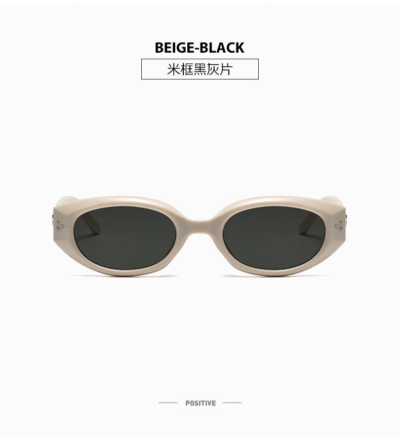 Retro Black Frame Rice Nail Irregular gm Cat's Eye Sunglasses Men's 2025 New Fashionable Street Photoshoot Sunglasses Women's High-end Sense