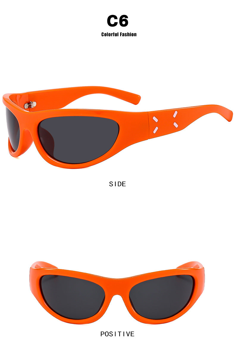 2023 New Y2K Hot Girl Cycling Sunglasses Future Technology Sunglasses Concave Shape Photo Sunglasses Trendy