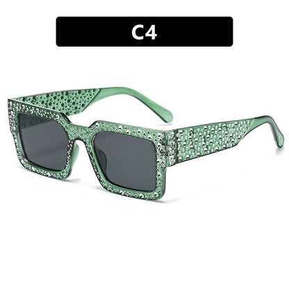 Diamond-Encrusted Starry Sky Square Sunglasses, Personalized Sunglasses, Fashionable Internet Celebrity Street Photography, Catwalk Versatile Sunglasses
