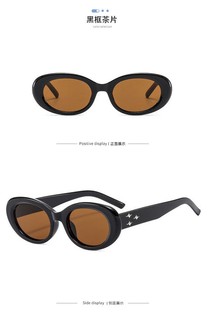 New Three-Star Oval European and American Sunglasses for Women Internet Celebrity Ins Sexy Gm Anti-Uv Sunglasses for Women 8350