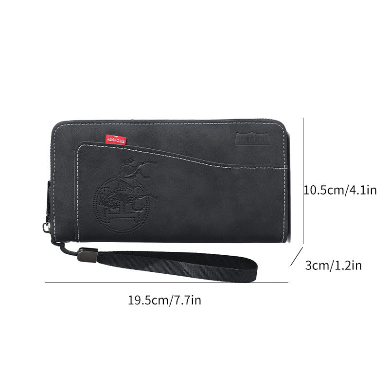 New crazy horse leather men's wallet European and American retro style PU zipper bag fashion short card bag change bag wholesale