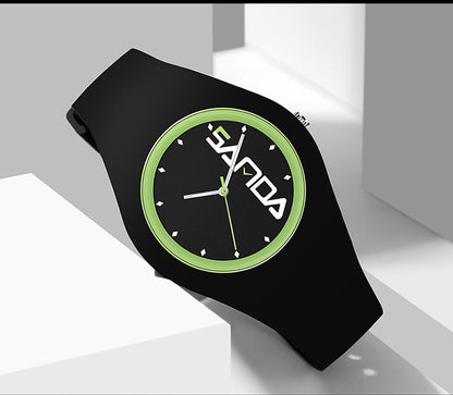 SANDA Outdoor Sports Watch Simple Waterproof Men's and Women's Fashion Quartz Watch Silicone Tape Casual Student Quartz Watch
