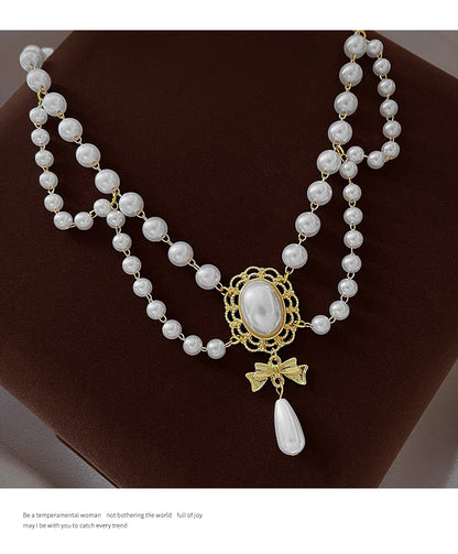 Vintage Baroque Pearl Tassel Necklace Female Bridal Banquet Elegant Fashion Collarbone Necklace Choker Accessories
