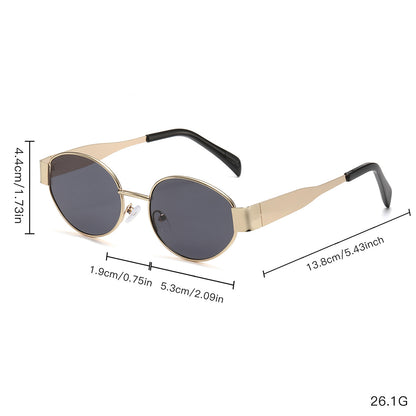 Cross-Border Popular Small Round Frame Metal Frame Popular European and American Women's Sunglasses Internet Celebrity Sunglasses Versatile Trendy Sunglasses