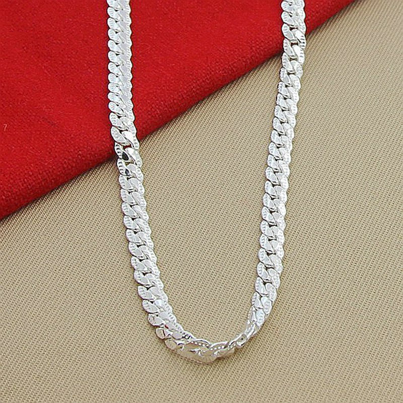 16-24 inch foreign trade best selling 5MM side necklace plated 925 silver men's and women's wear manufacturers in stock direct supply batch