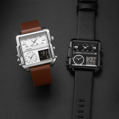 Multifunctional Sports Watch Men's Large Dial Digital Dual Display Electronic Watch Waterproof Belt Men's Watch Cross-border Foreign Trade Watch