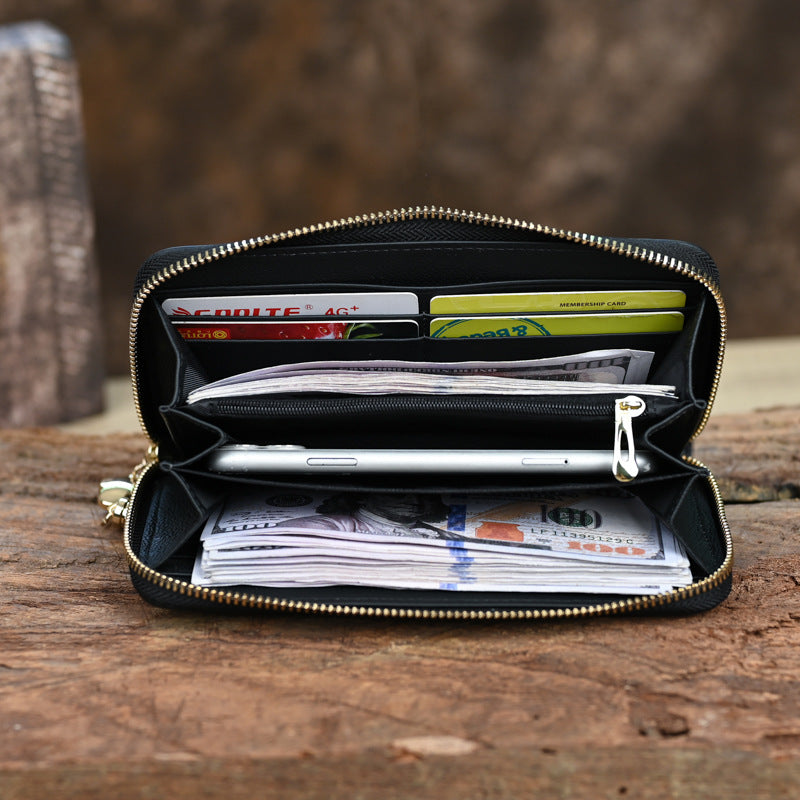 HENGDEWEI Vintage Genuine Leather Women’s Long Wallet | মেয়েদের প্রিমিয়াম লেদার লং ওয়ালেট