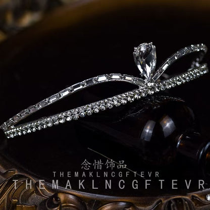 Bridal Crown Tiara Rhinestone Crown Wedding Dress Diamond Costume Eighteenth Birthday Coming-Of-Age Ceremony Birthday Princess Hair Accessory