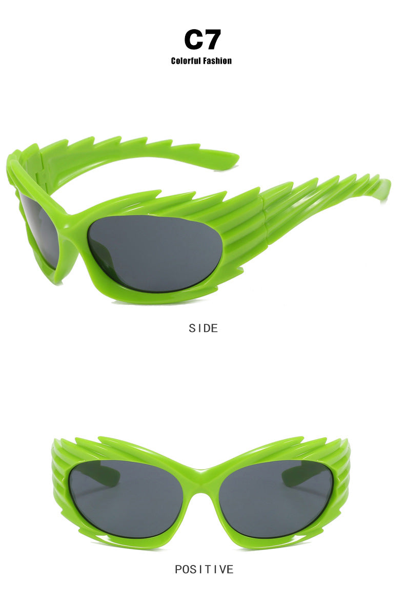 Barbed Hedgehog Sunglasses Y2K European and American Personalized Wings Cycling Sunglasses Concave Shape Ins Trendy Sunglasses for Women