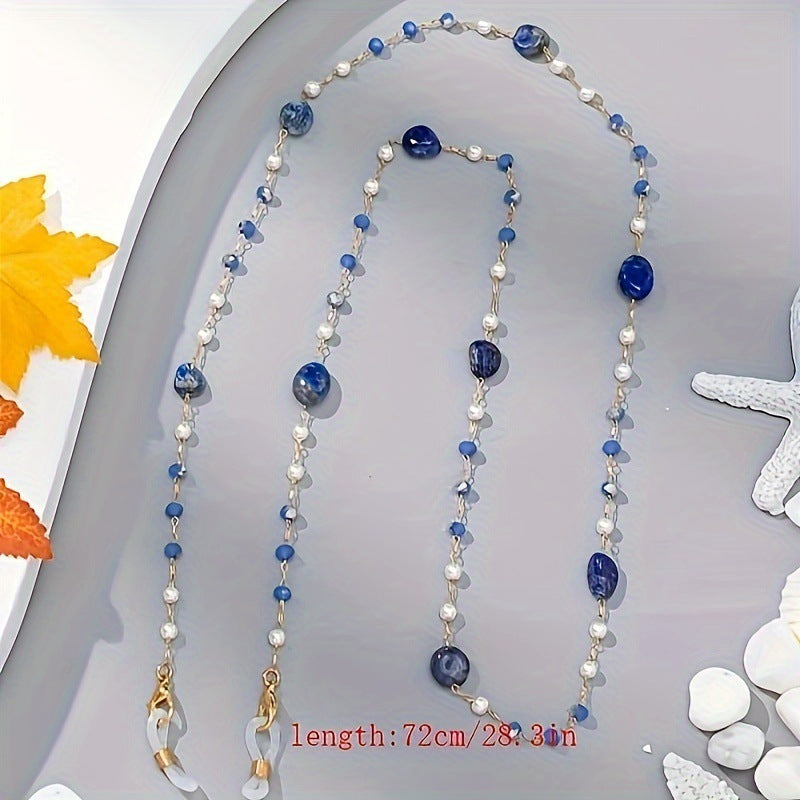 Light Luxury Handmade Curved Needle Glasses Chain Crystal Agate Cross-border European and American Fashion Glasses Rope Halter Lanyard