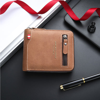 New business men's short wallet multi-card large capacity personality zipper ID bag carry wallet
