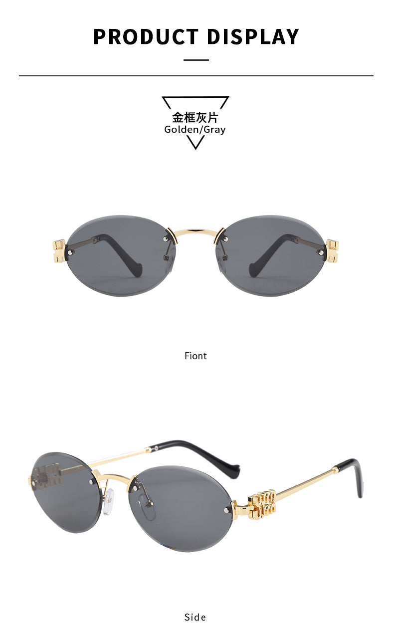 Frameless Letter Sunglasses with a High-End Feel, Personalized Metal Street Style Sunglasses, Retro Internet Celebrity Street Style, Trendy Sweet and Cool Hot Girl Sunglasses