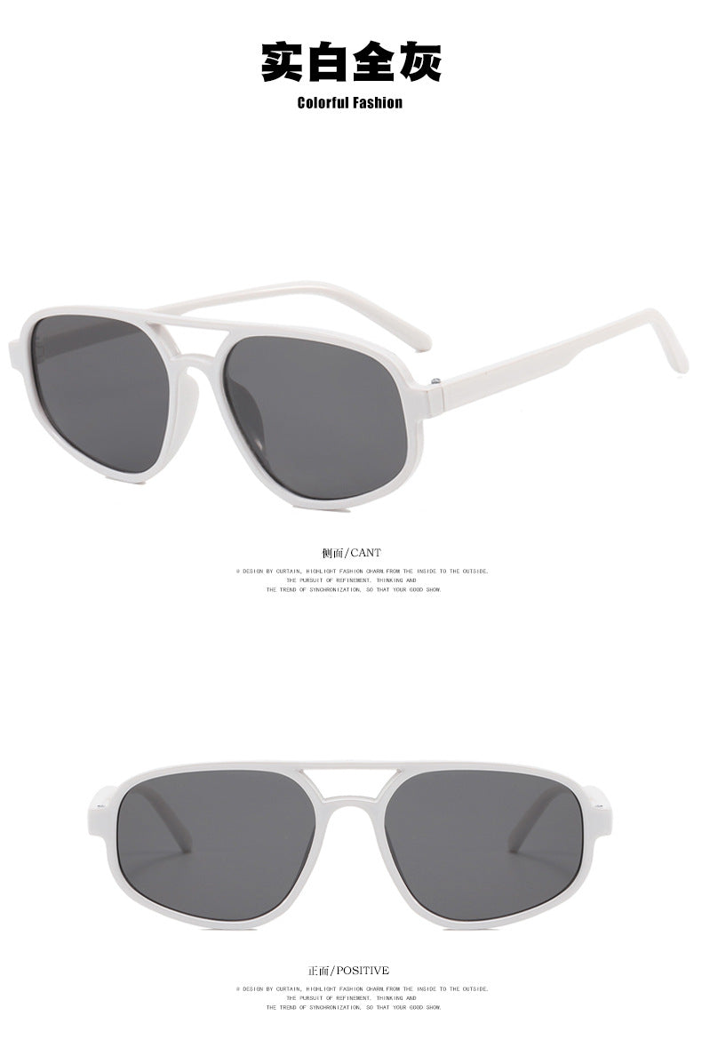 Trendy Oval Double-Bridge Sunglasses 2022 New Fashion Simple Retro Internet Celebrity Sunglasses for Women