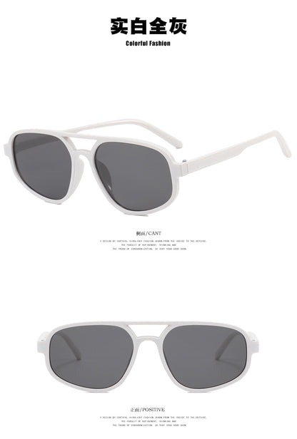 Trendy Oval Double-Bridge Sunglasses 2022 New Fashion Simple Retro Internet Celebrity Sunglasses for Women