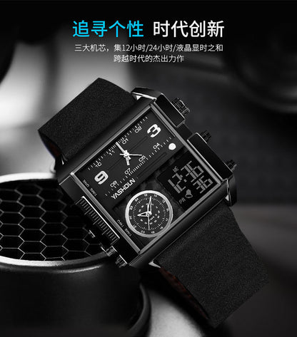 Multifunctional Sports Watch Men's Large Dial Digital Dual Display Electronic Watch Waterproof Belt Men's Watch Cross-border Foreign Trade Watch