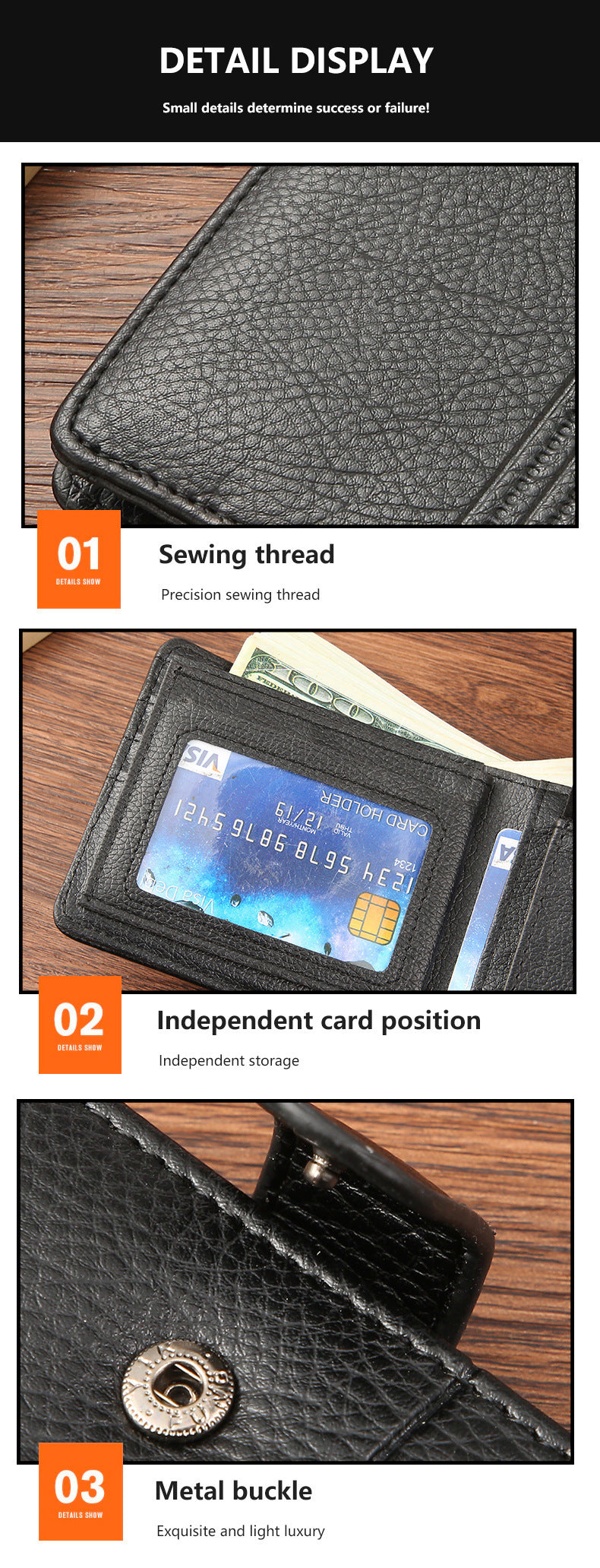 Cross-Border Dropshipping Manufacturer Wholesale Men's Wallet Pu Leather Short Zipper Buckle Wallet New Style Wallet Coin Purse