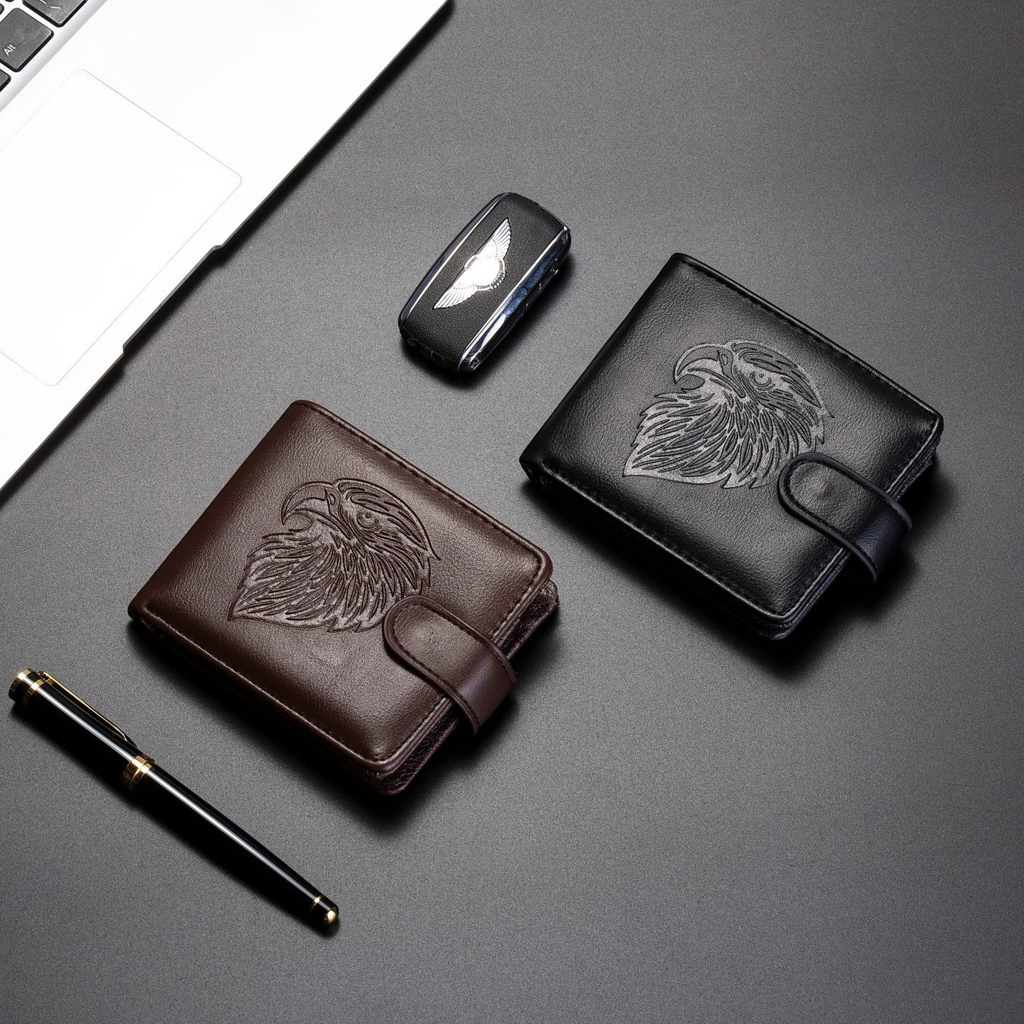 Foreign Trade Wallet Men's New 3D Embossed Eagle Pattern Short Student Youth Casual Soft Leather Card Bag Coin Purse