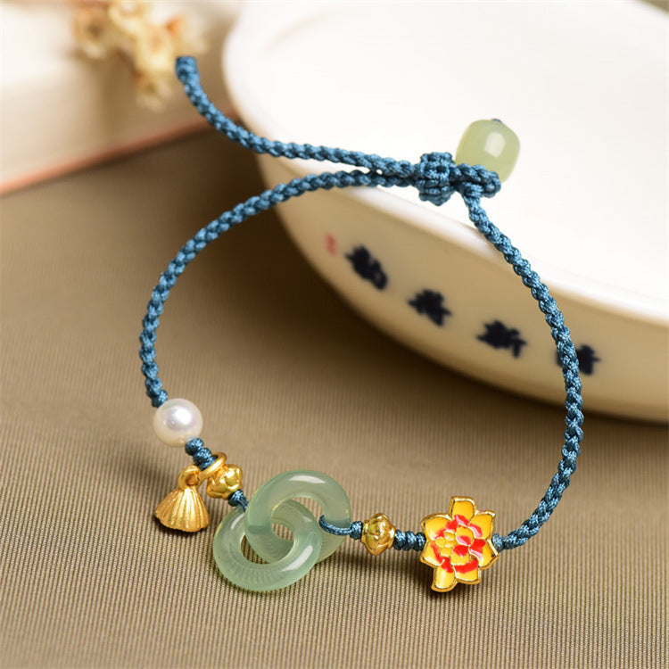 New Chinese Style Design Sense Plum Blossom Woven Bracelet for Women Chinese Style Adjustable Woven Hand Rope Gifts Hand Woven Rope