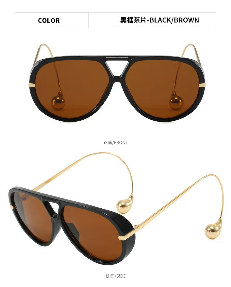 European and American Retro Large Frame Classic Double Beam Sunglasses New Personalized Outdoor Anti-ultraviolet Tide Men's and Women's Cross-border Sunglasses