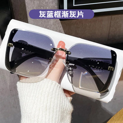 Brown M-Shaped Women's Uv Protection High-End Wide-Frame Pc Style Sunshade Glasses Trendy Street Style Sunglasses