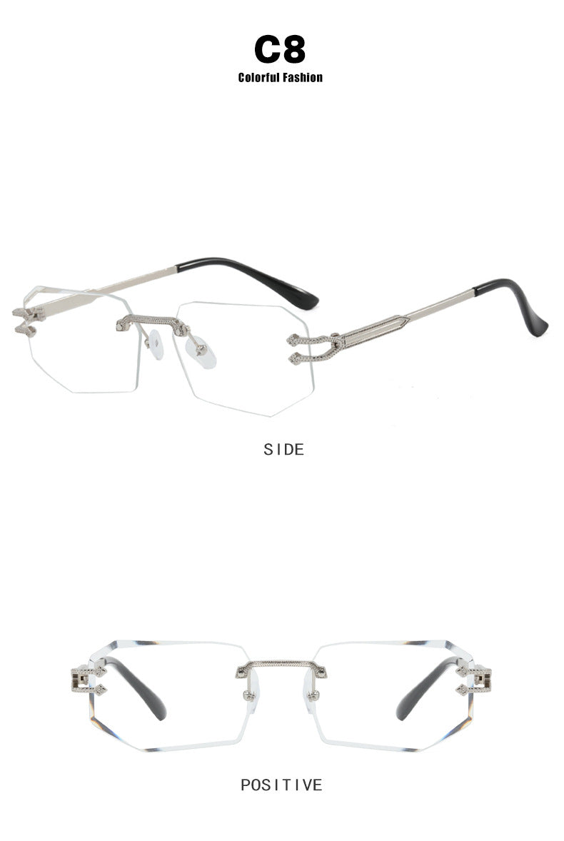 Irregular Frameless Edge-Cut Sunglasses 2024 New Style Personalized Fashion Sunglasses Street Style Trendy Sunglasses for Women