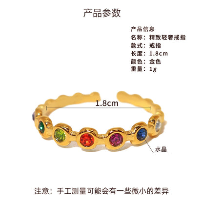 Diamond ring female titanium steel light luxury high-grade zircon index finger ring popular personality all-match fashion temperament open ring