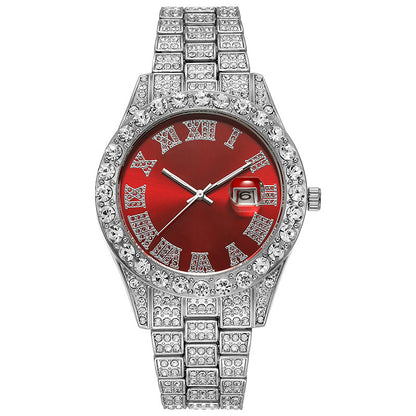 Tiktok Hot-Selling Fashion Casual Men's Watch Full Diamond Watch Men's Factory Price Direct Sale Complete Colors
