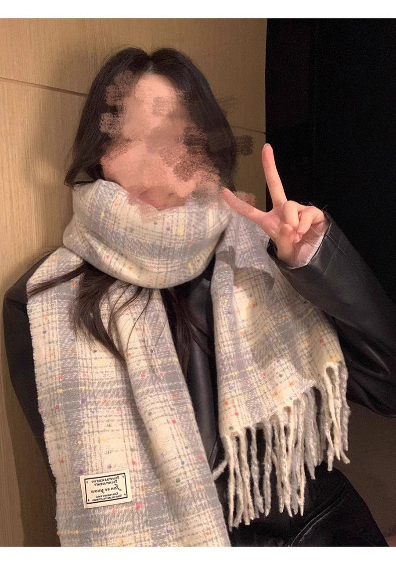 2025 New Korean Style Gypsophila Plaid Scarf Women's Autumn and Winter Student Couple Shawl Versatile Warm Scarf Wholesale