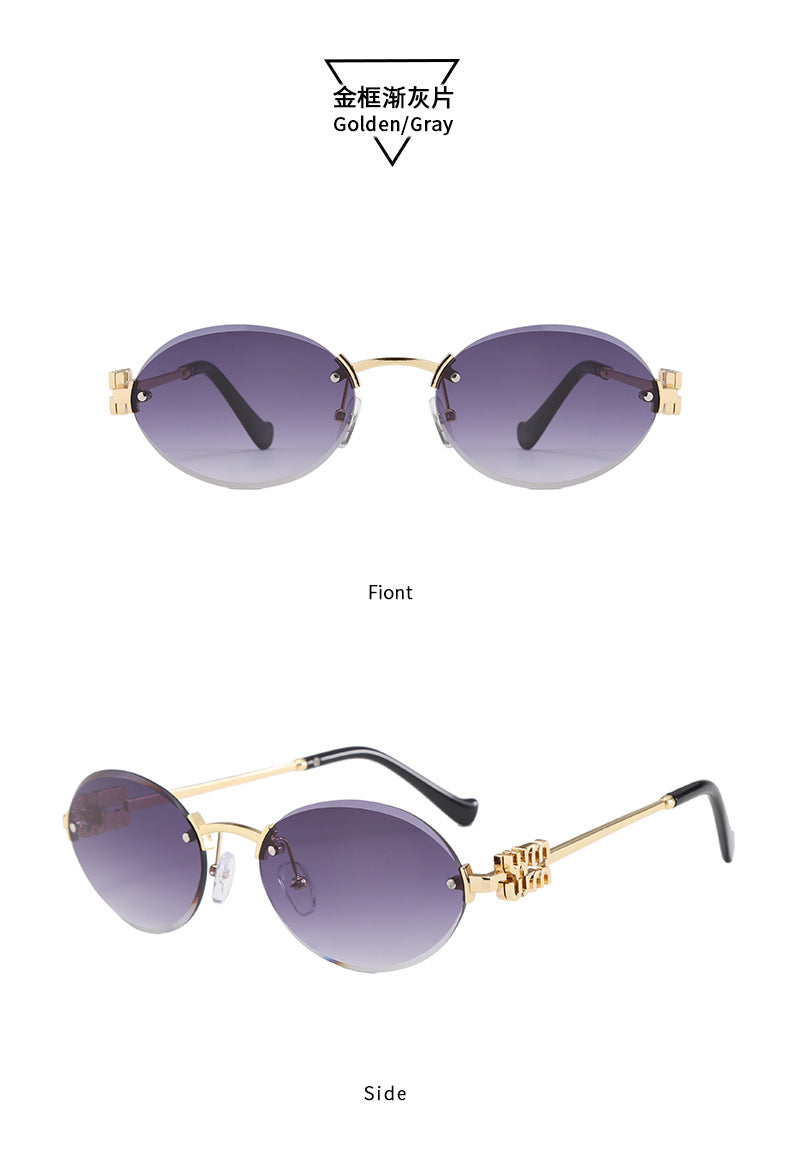 Frameless Letter Sunglasses with a High-End Feel, Personalized Metal Street Style Sunglasses, Retro Internet Celebrity Street Style, Trendy Sweet and Cool Hot Girl Sunglasses