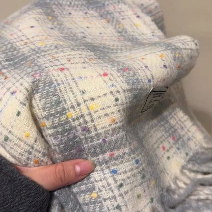 2025 New Korean Style Gypsophila Plaid Scarf Women's Autumn and Winter Student Couple Shawl Versatile Warm Scarf Wholesale