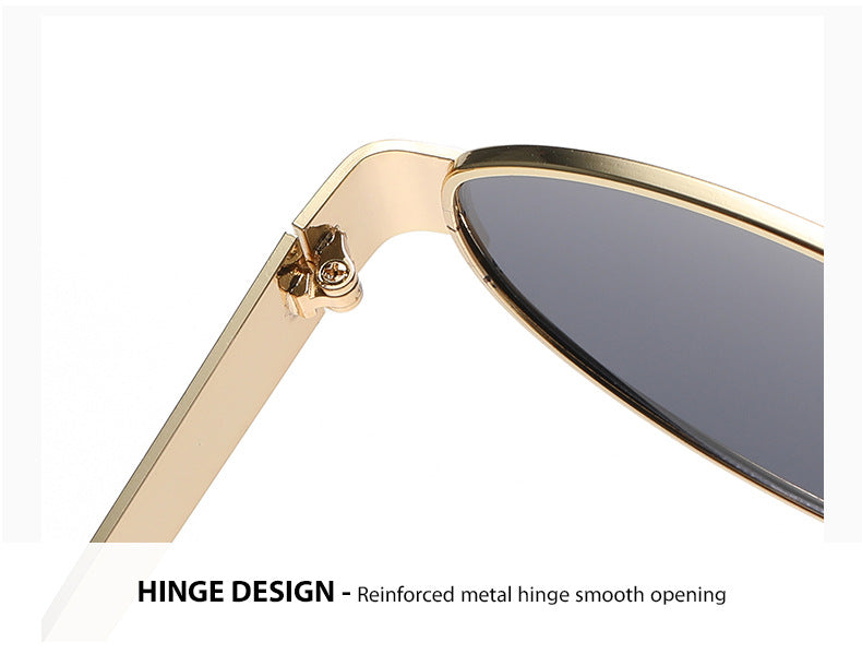 New Metal Oval Sunscreen Sunglasses Cross-Mirror European and American Ins Xiaohongshu Same Style Sunglasses Amazon Hot Selling