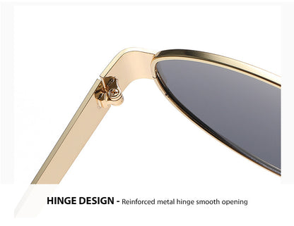 New Metal Oval Sunscreen Sunglasses Cross-Mirror European and American Ins Xiaohongshu Same Style Sunglasses Amazon Hot Selling