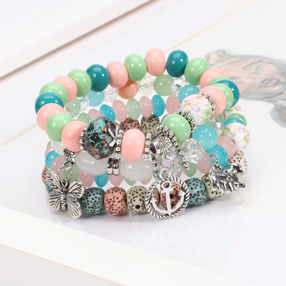 2022 Bohemian Butterfly Ship Anchor Elephant Pendant Multi-layer Bracelet Wholesale Bracelet Factory New Style Bracelet