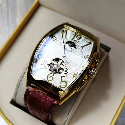 Barrel Type Fully Automatic Wheel Hollow Mechanical Watch Men's Business Simple Fashion Multifunctional Watch Wholesale